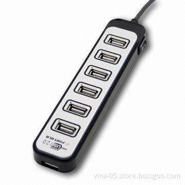 USB 2.0 Hub with 7 Ports and Up to 480Mbps Transfer Rate